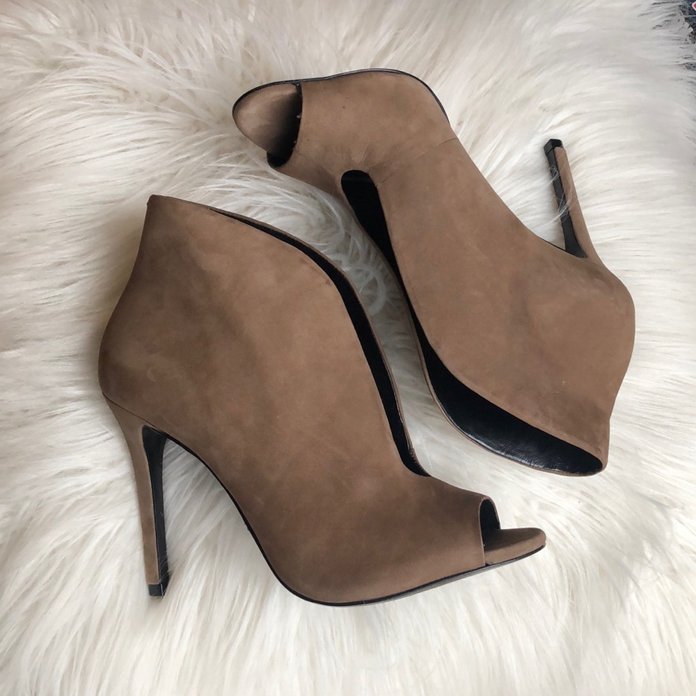 Schutz suede open toe booties 8.5